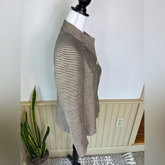 Zanella Italy Metallic Stripe Blazer 8 Dark Academia Heritage Luxe Jacket Office - Picture 7 of 10